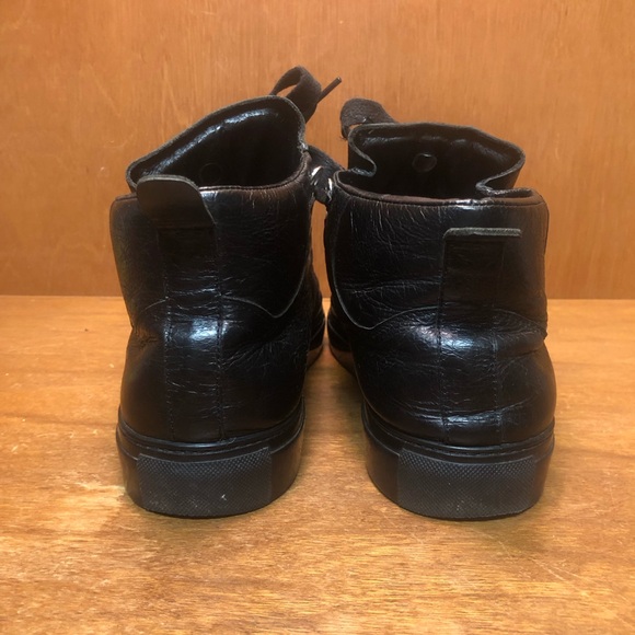 Men’s Designer Balenciaga Arena Black Leather High Sneakers size 44 - Picture 5 of 7